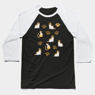 Cat Print - Cat Paw Pattern Baseball T-Shirt